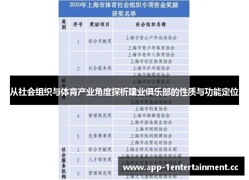 从社会组织与体育产业角度探析建业俱乐部的性质与功能定位